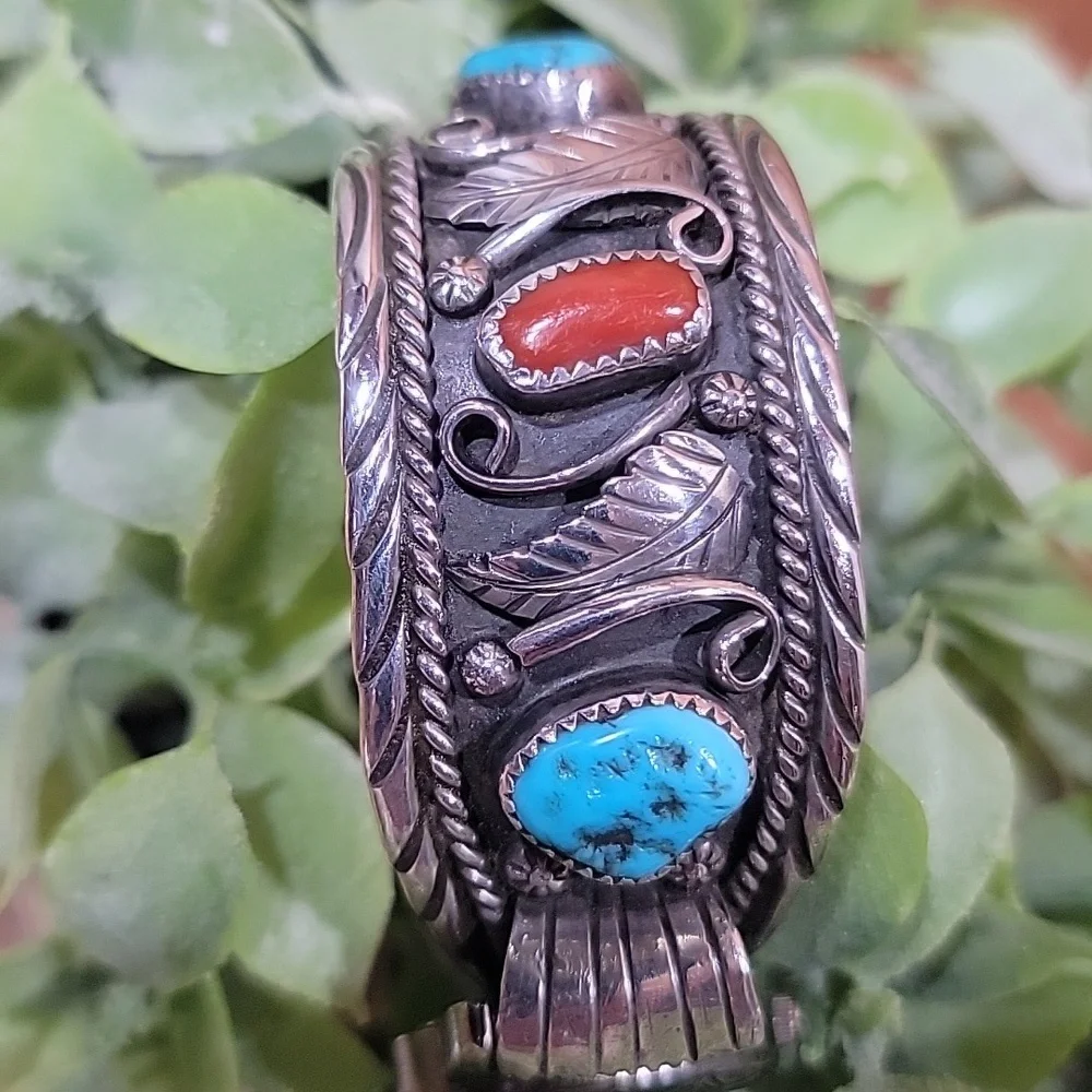 1950's Rare Navajo Sidewinder Cuff Bracelet Watch - Picture 14 of 16